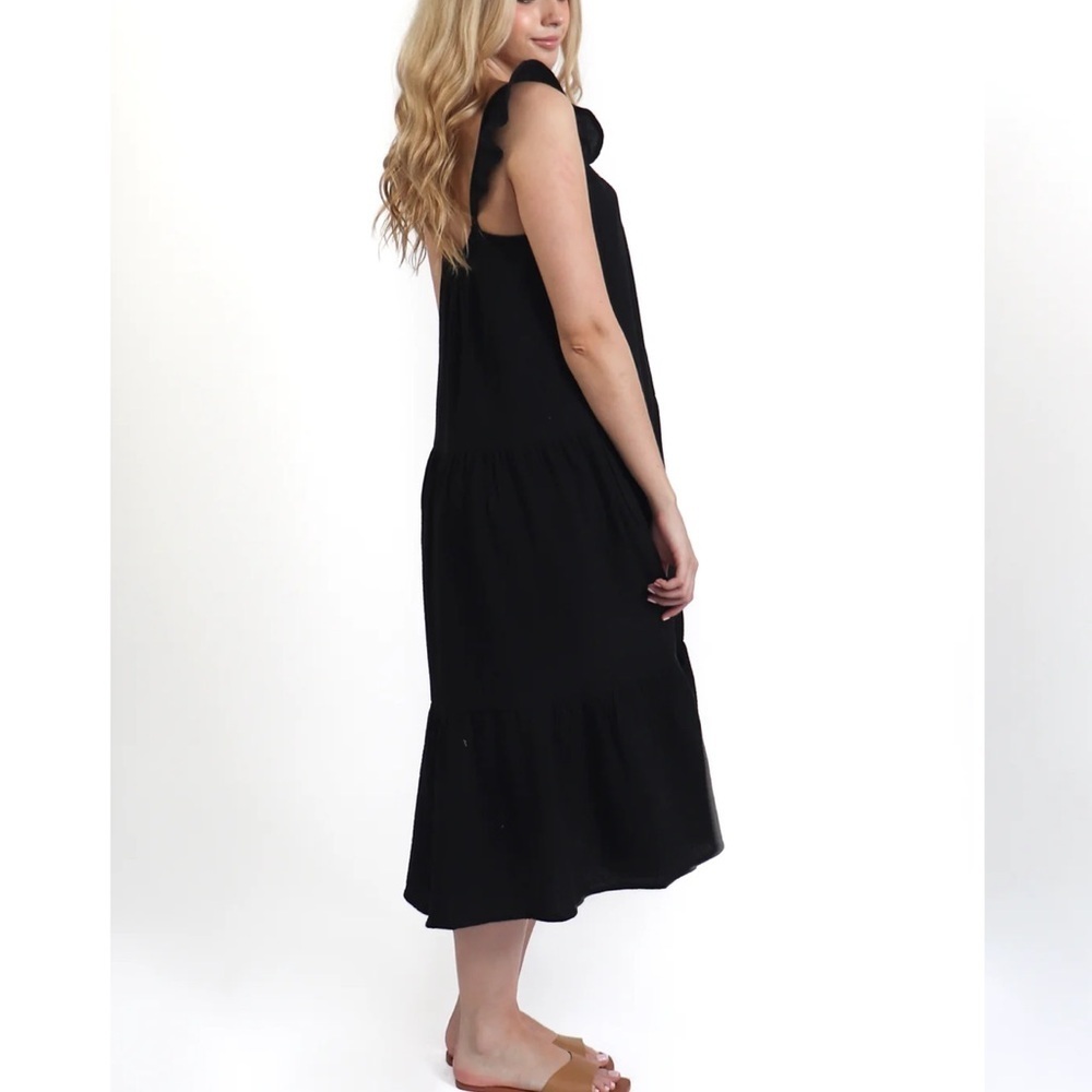 Thursday’s Tiered Cotton Gauze Maxi Dress black size large - Picture 11 of 16